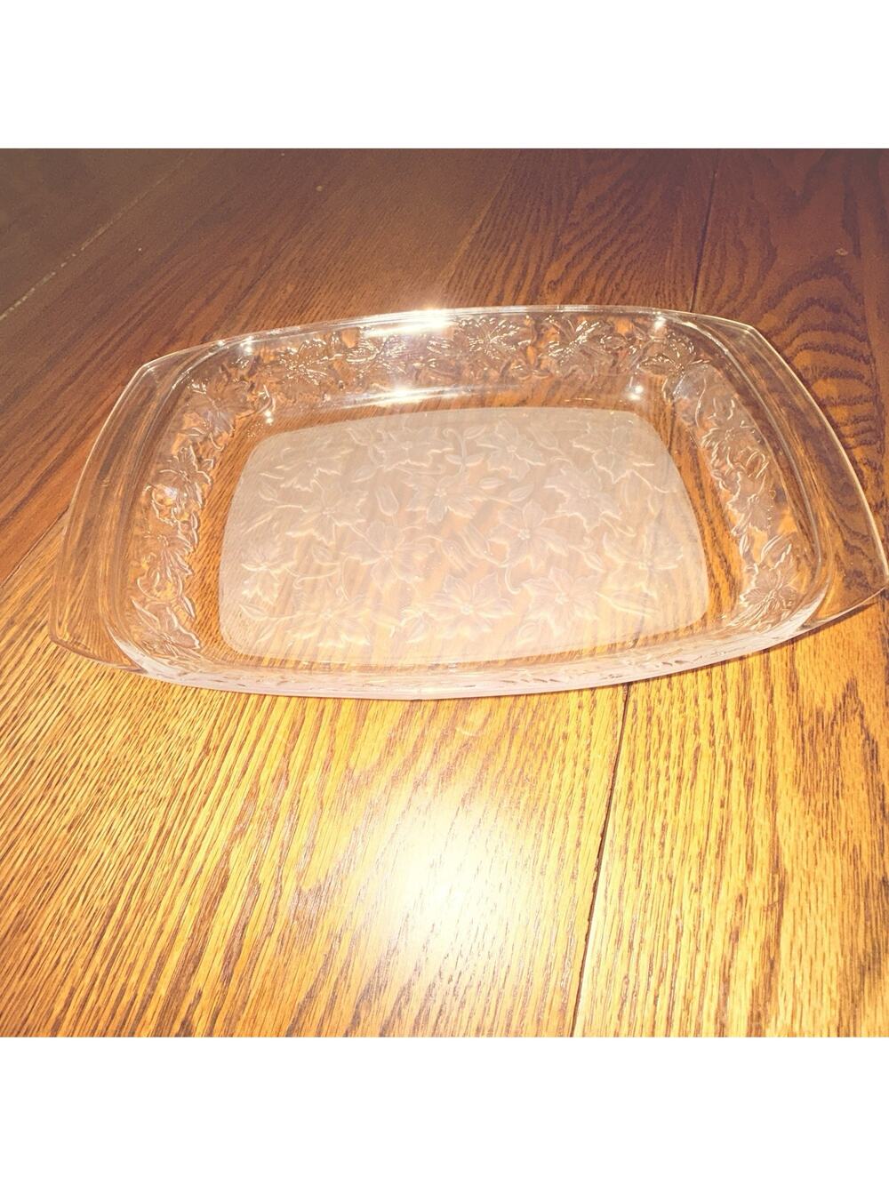 Princess House Fantasia Poinsettia Glass Baking Casserole Dish 13" X 9" Vtg